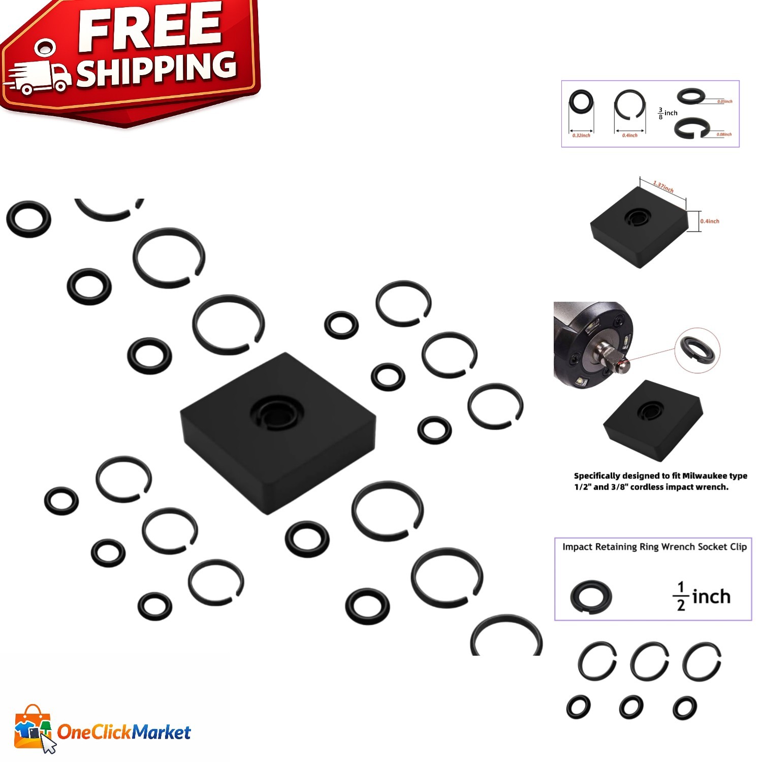 High-Quality 1/2” & 3/8” Impact Wrench Retaining Clips with Installation Tool