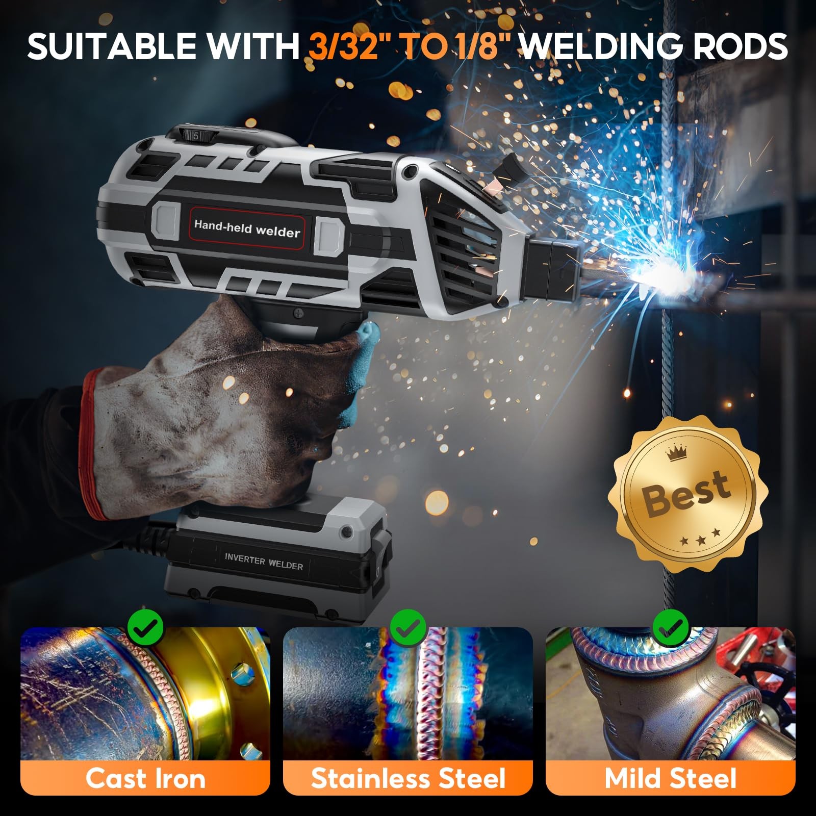 Tvgoo Portable Handheld Welding Machine – 110V IGBT Inverter Handheld Welder, 20