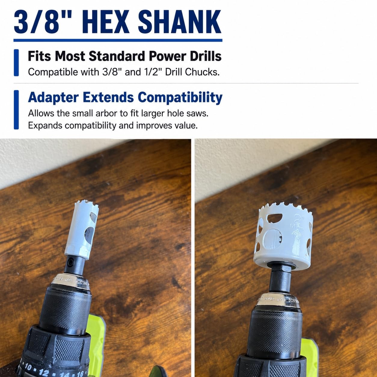 JIECHENG Hole Saw Arbor, 3/8 Inch Hex Shank Mandrel black
