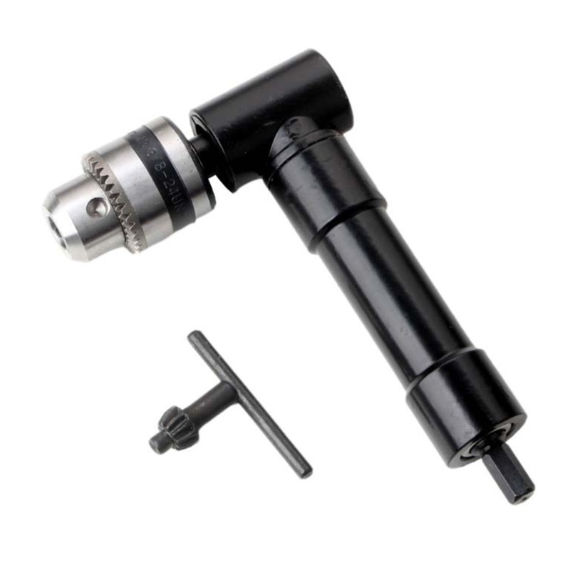Electric Drill Right Angle Chuck Corner Tool 90 Degrees Conversion Black Metal