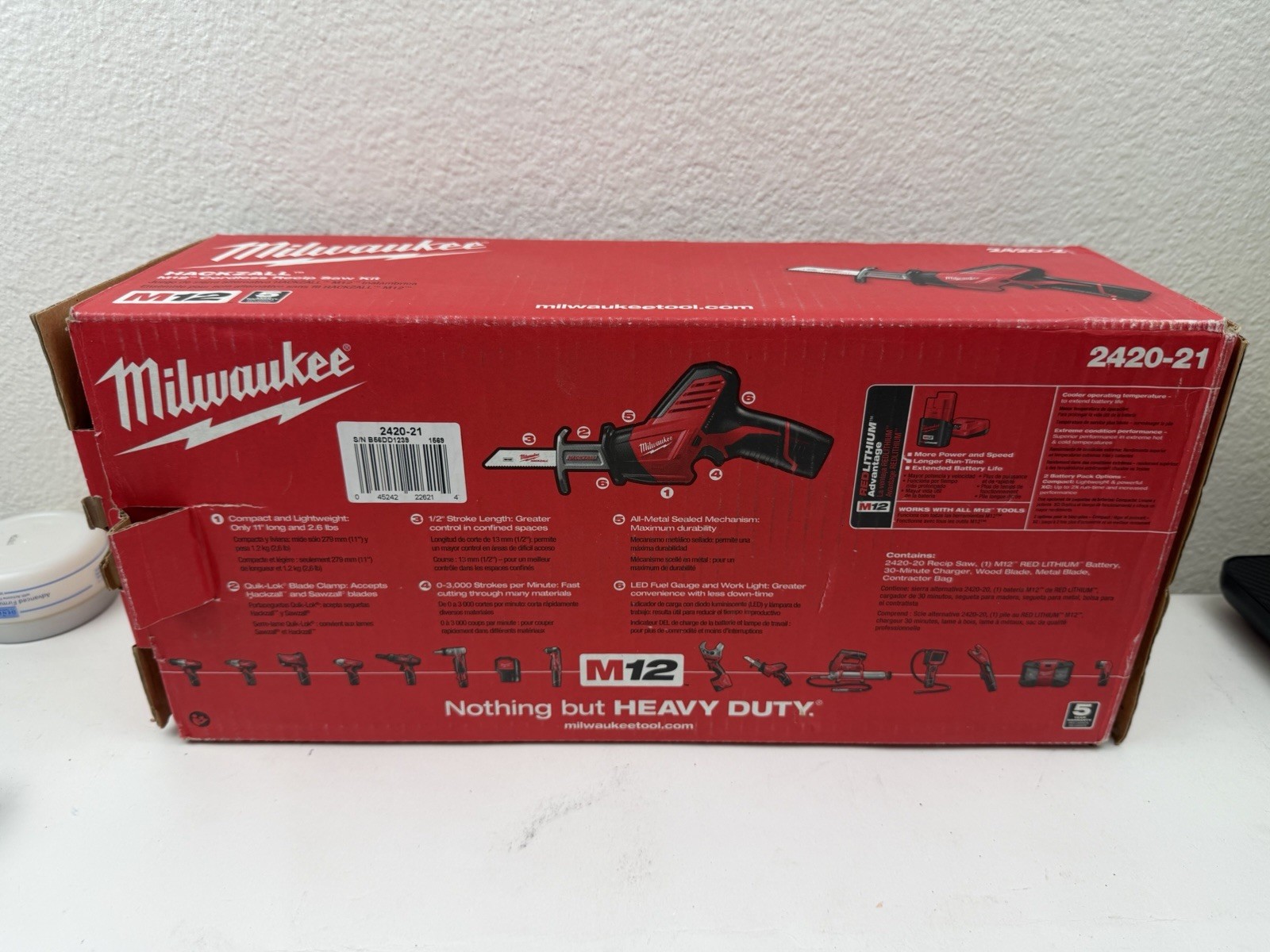 Milwaukee 2420-20 M12 HACKZALL Reciprocating Saw Kit With Battery Charger Tested