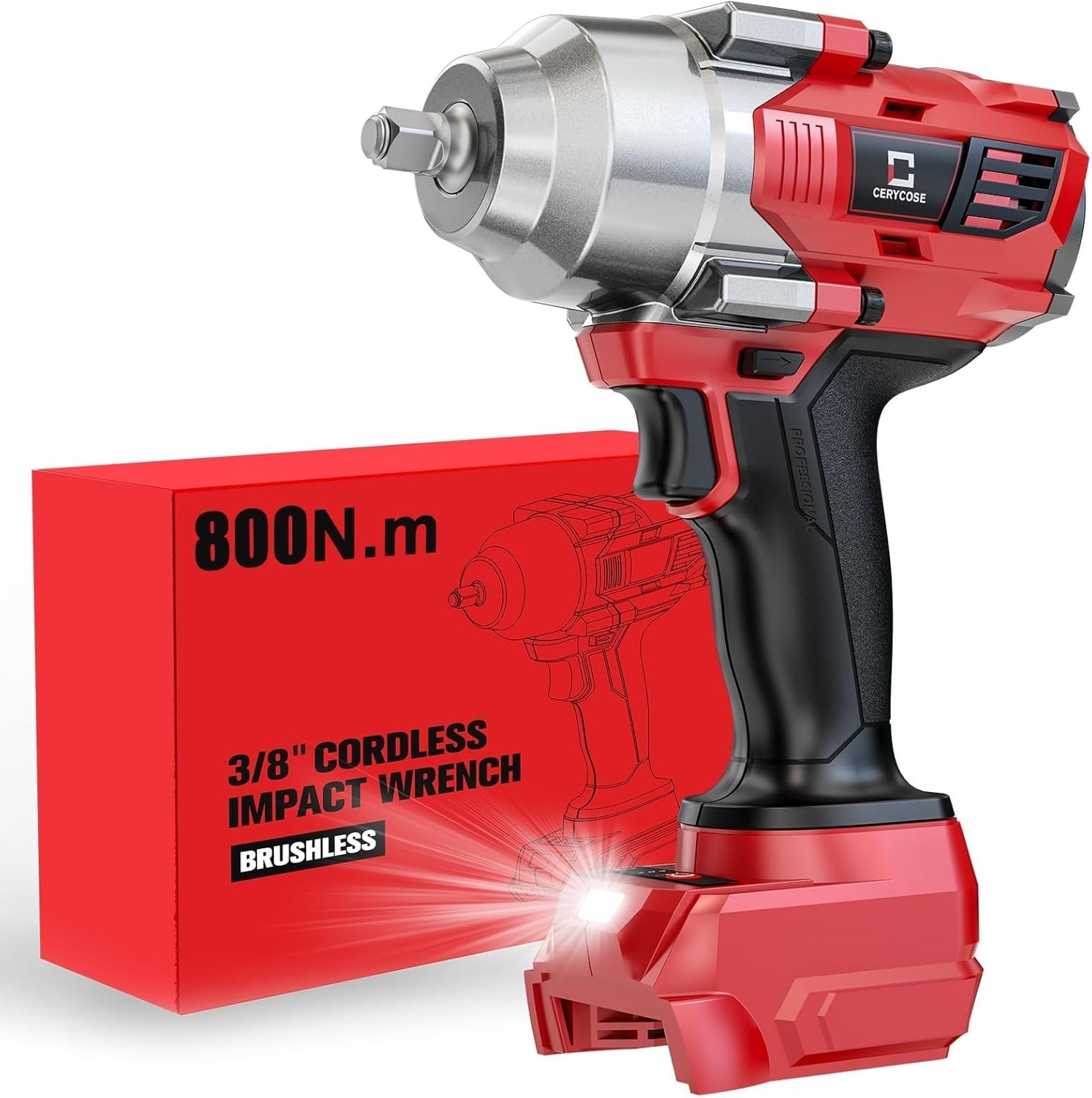 Cordless Impact Wrench 3/8&Prime; for Milwaukee 18V Battery,600Ft-Lbs(800N·m) High