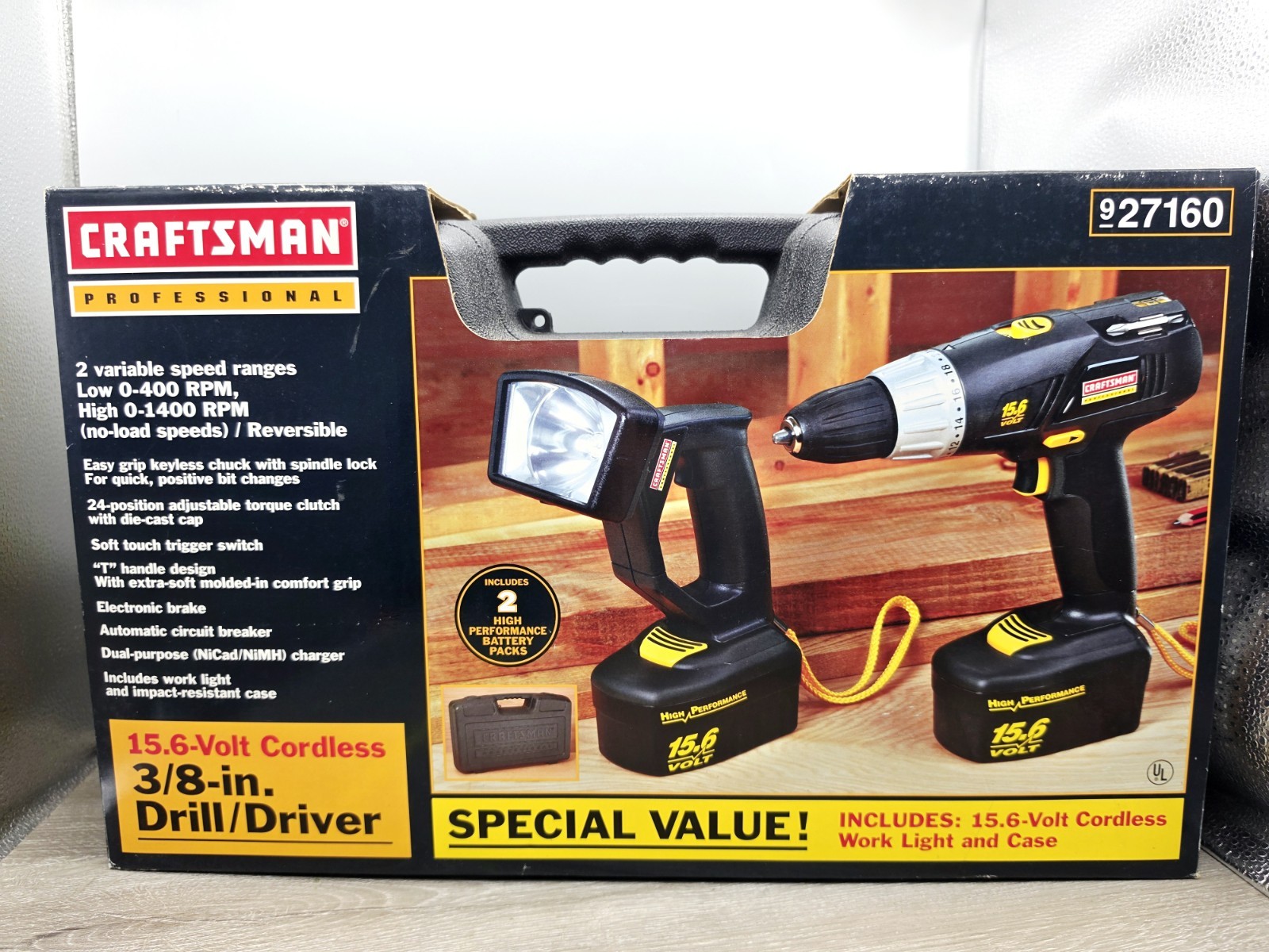 NIB Craftsman 15.6 Volt Cordless 3/8 IN DRILL/DRIVER and Flashlight