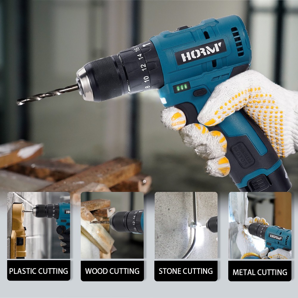Cordless Hammer Drill with 2 Battery and Fast Charger Brushless Impact Driver US