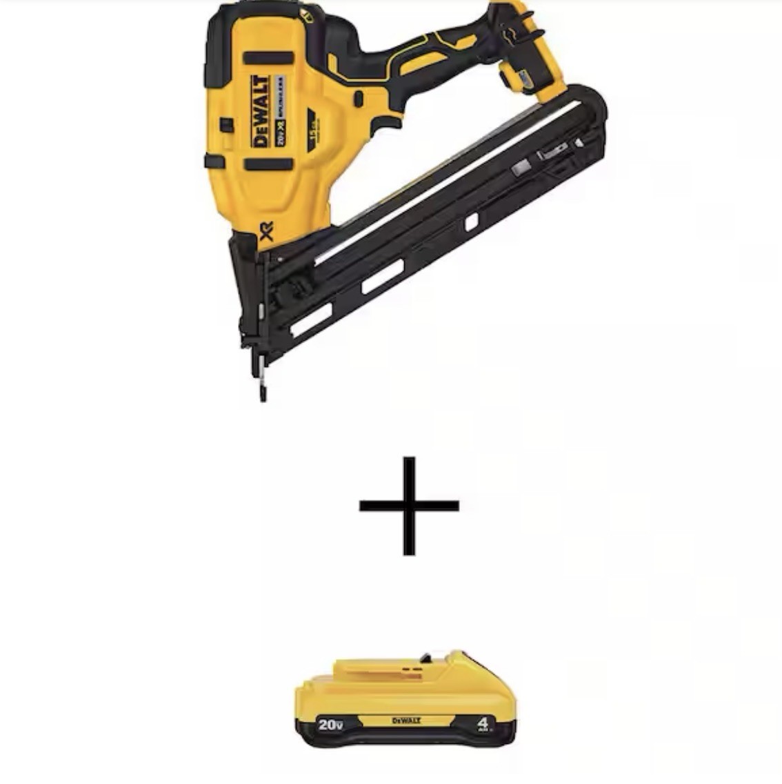 20V MAX XR Lithium-Ion Cordless 15-Gauge Angled Finish Nailer with 20V MAX Compa