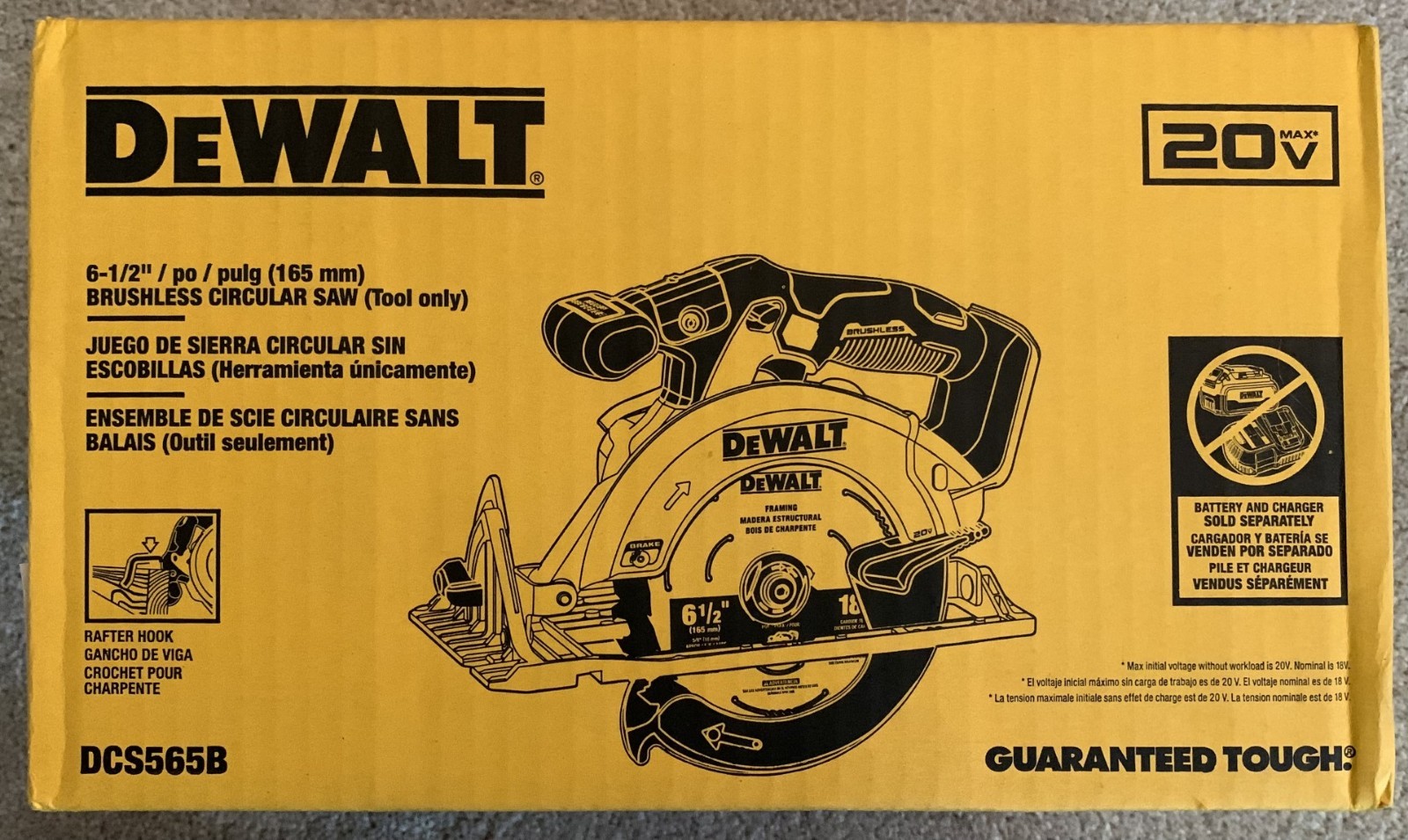Dewalt DCS565B 20V MAX Cordless Brushless 6-1/2&Prime; Sidewinder Style Circular Saw