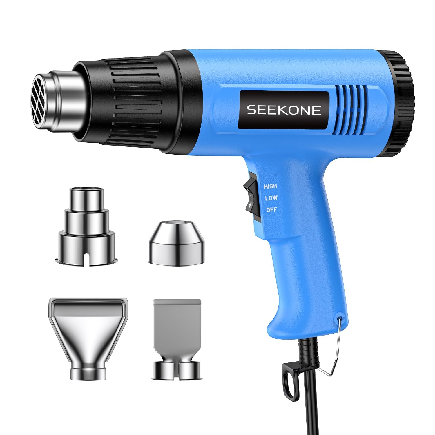 SEEKONE 1800W Heat Gun 2 Temp 572℉&1112℉ Overheat Protection with 4 Nozzles