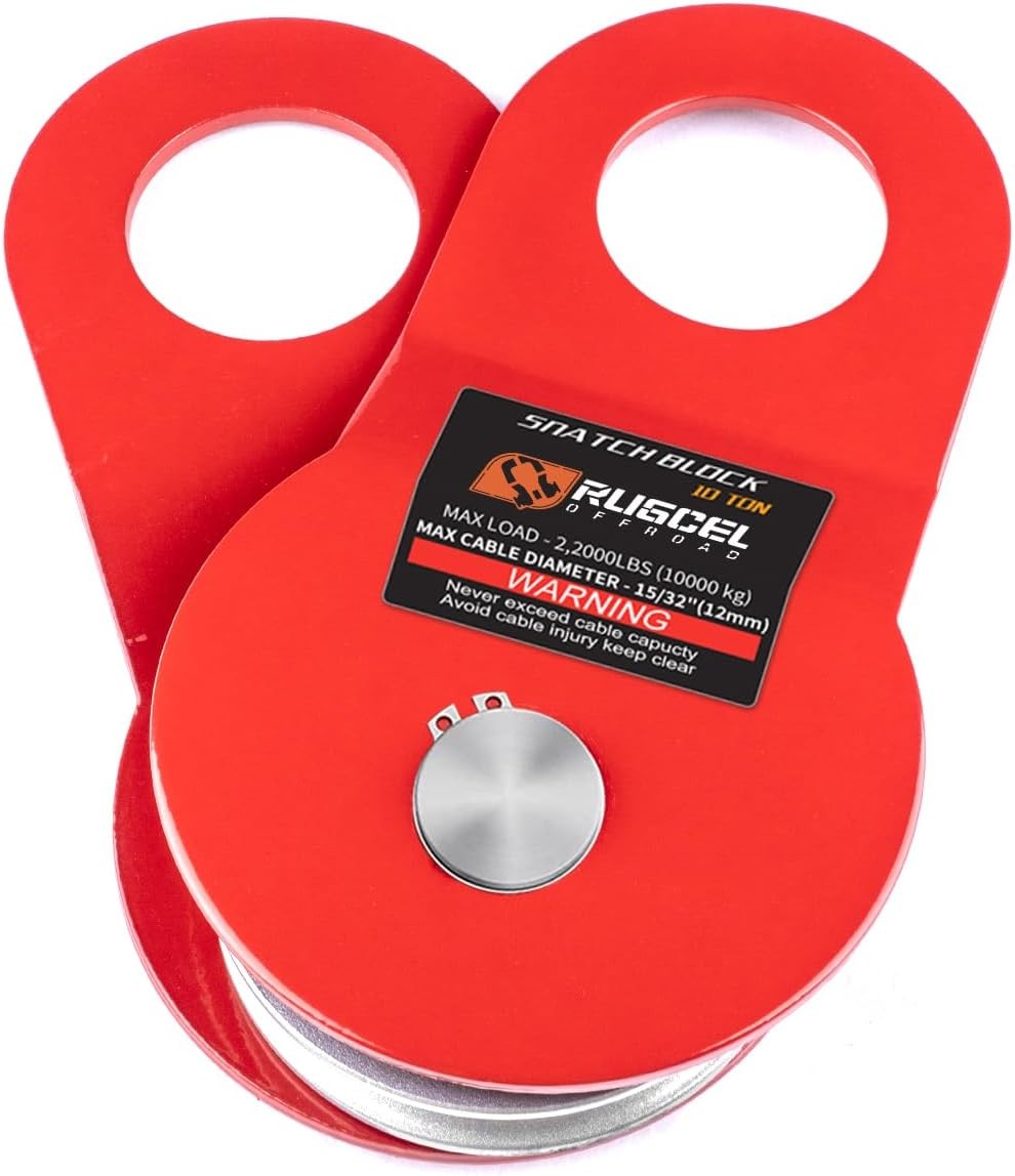10T Heavy Duty Recovery Winch Snatch Block, 22000lb Capacity,Towing 10T-red