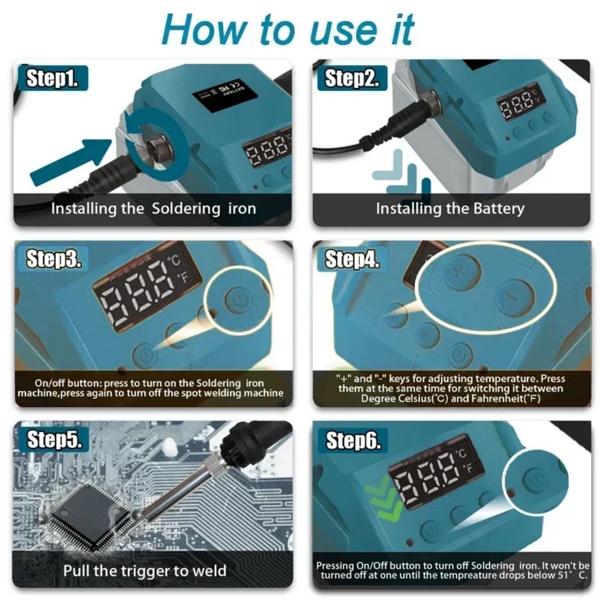 60W Cordless Electric Soldering Station for Makita 18V Digital Soldering Iron