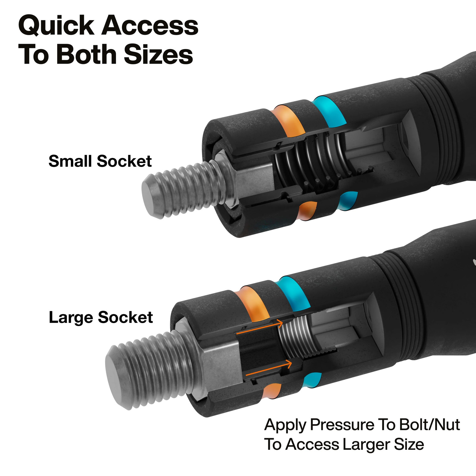 Klein Tools 652MQS Quad-8 Heavy-Duty Impact Flip Sockets, Metric, 3-Piece