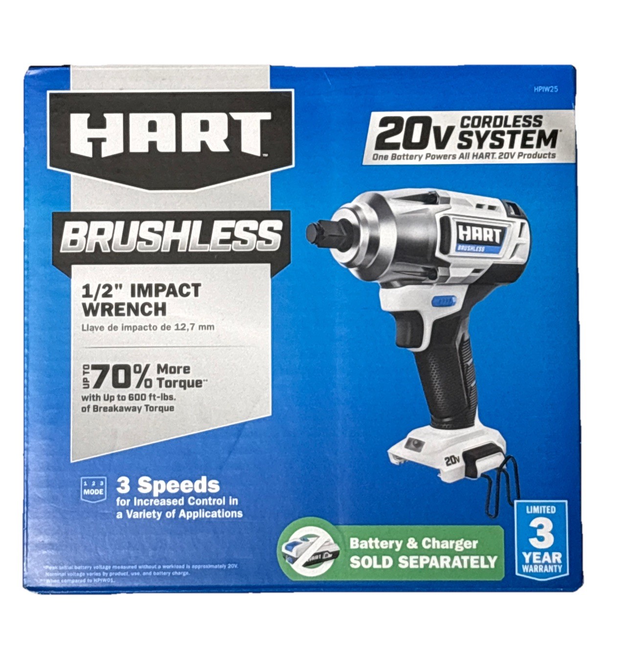HART 20-Volt 1/2-inch Battery-Powered Brushless Impact Wrench