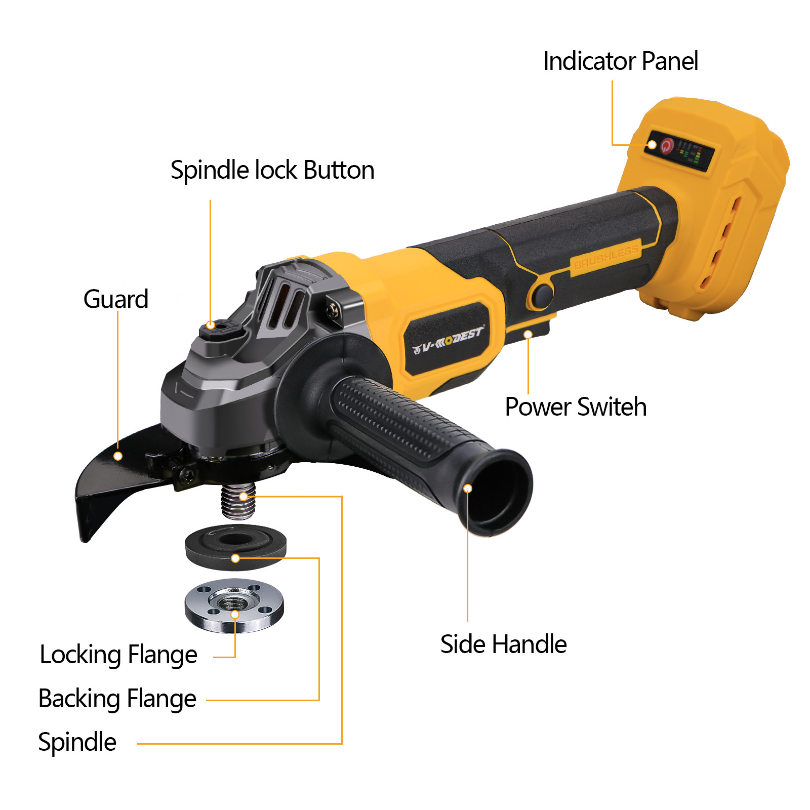 FOR DEWALT 20V MAX Cordless Angle Grinder with Slide Switch 4-1/2&Prime;/5&Prime; Tool Only