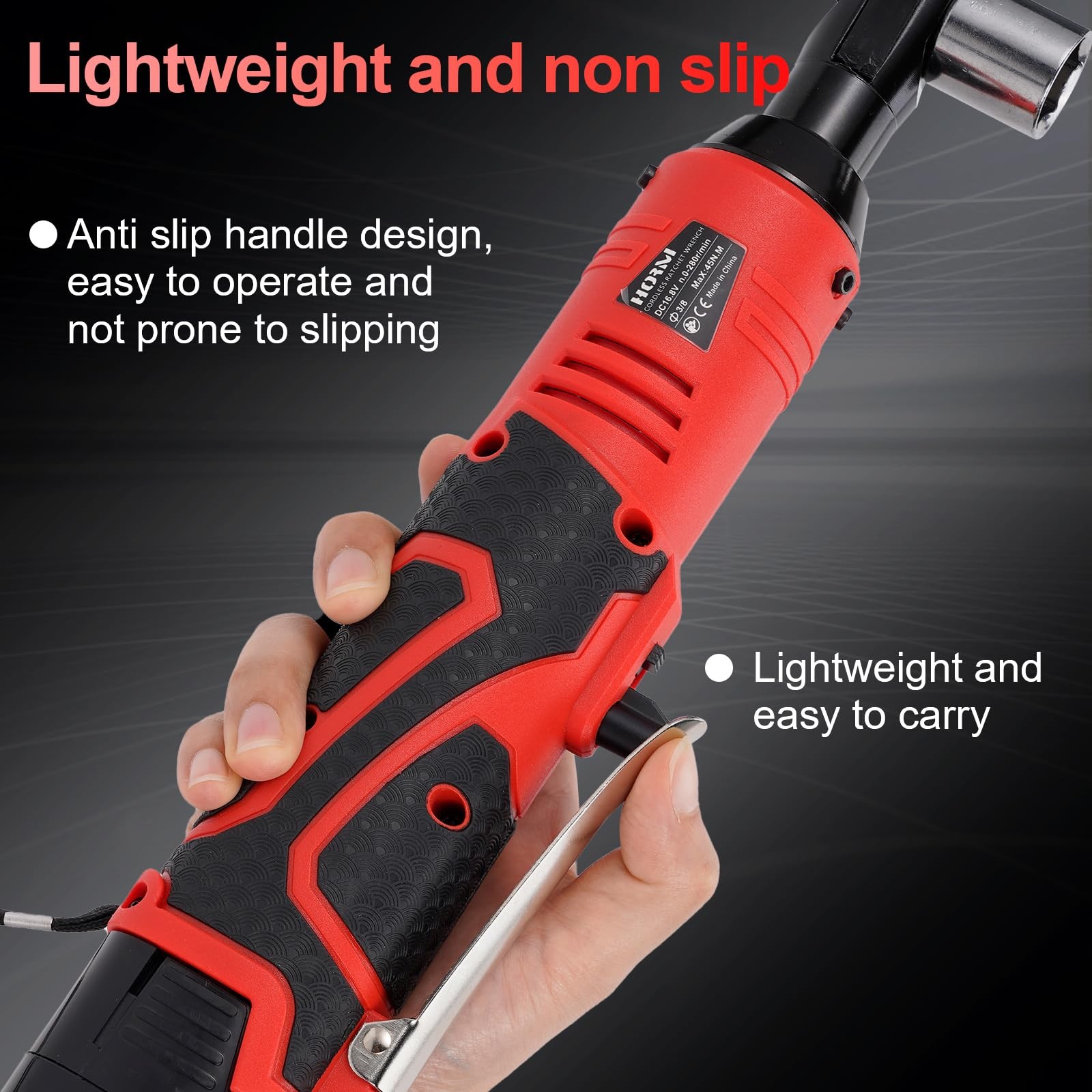 3/8&Prime; 16.8V Electric Ratchet,Cordless Ratchet Tool Kit,40 Ft-lbs,280 RPM,Equip…