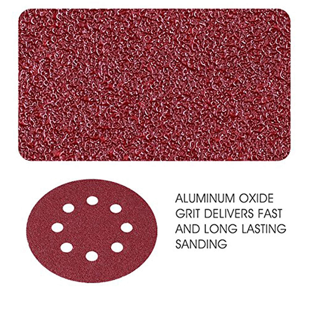 100Pcs 5 inch Sanding Discs 8-Hole Hook Loop for Orbital Sander Paper 150 Grit