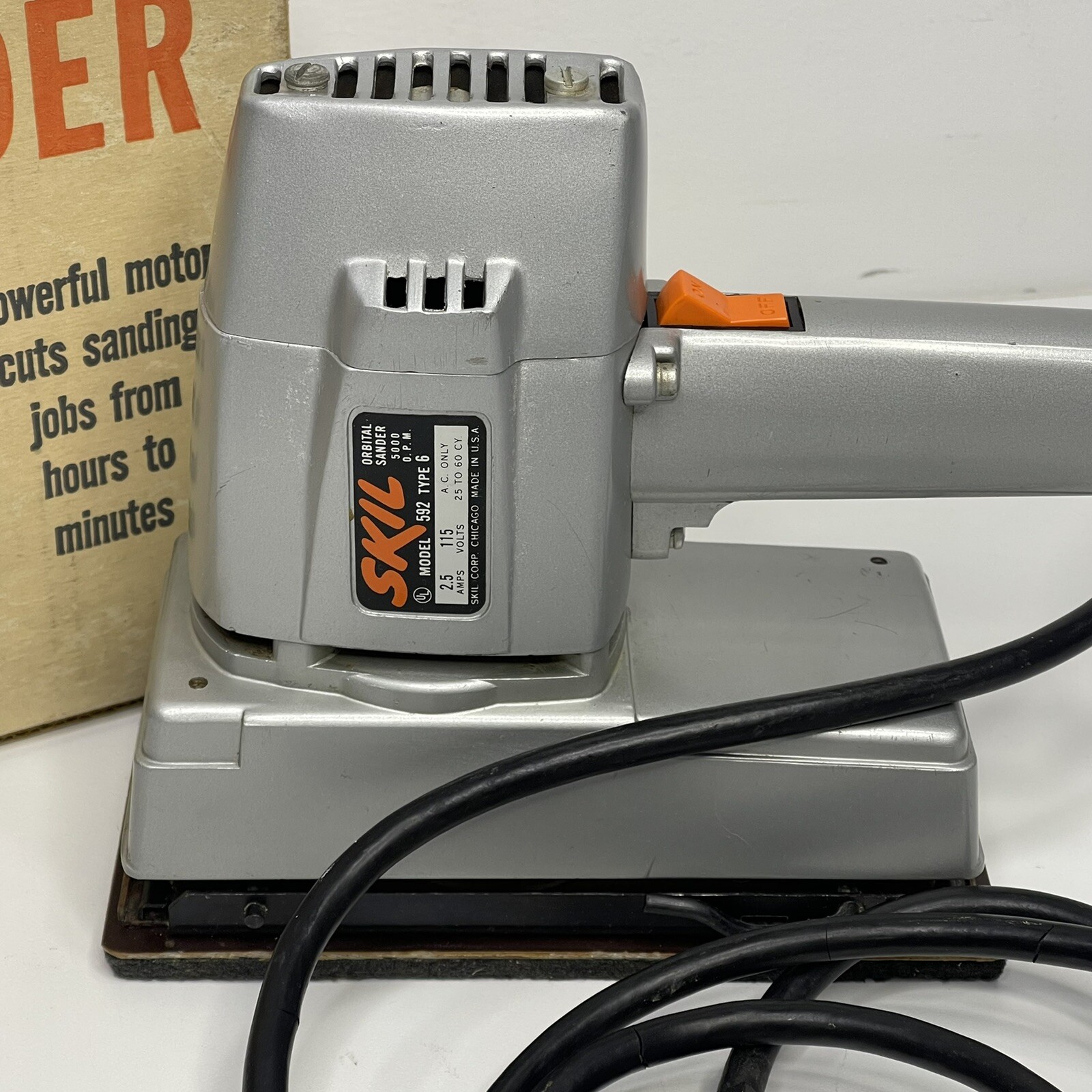 SKIL Deluxe Orbital Sander Model 592 Vintage 2.5 Amps Type 6
