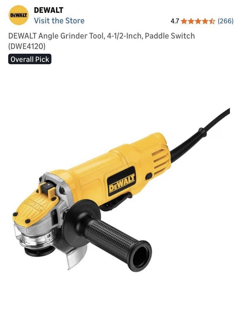 DEWALT DWE4120 120V 4 1/2 inch Angle Grinder Corded