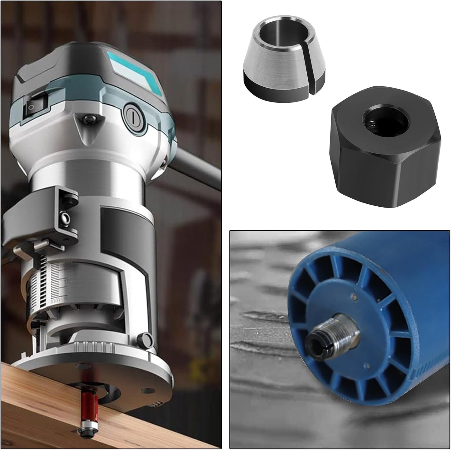 Precision Trimming – 2PK Collet Nut & Cone Sleeve for Ridgid R2400/R2401 Routers