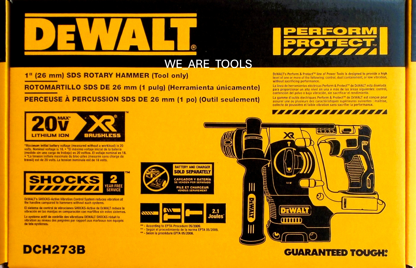 DEWALT DCH273B 20V 1&Prime; XR Brushless Cordless SDS Plus L-Shape Rotary Hammer
