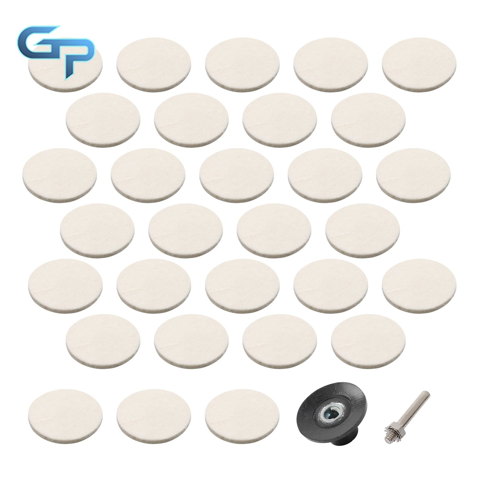 30 Pcs 2 Inch Wool Disc Polishing Buffing Pads Wheels Pad Holder with 1 Bracket