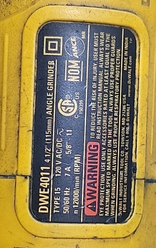 DEWALT DWE4011 18V Angle Grinder