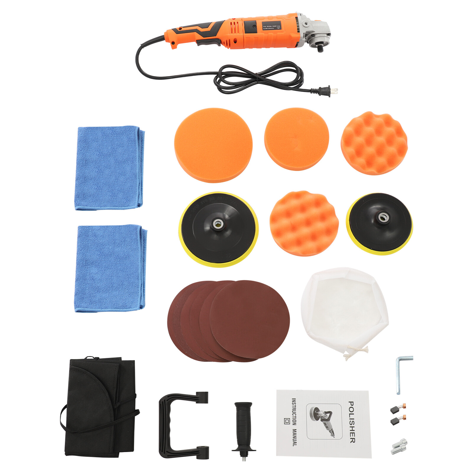 1580W Car Polishing Machine 7-Speed Variable Buffer Waxer with Pads Kit UK