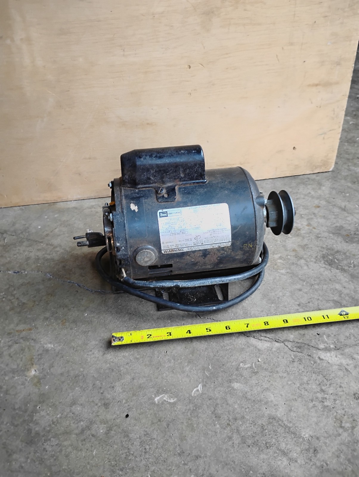 Sears Craftsman Model 113.12262 Capacitor Start 3/4 Hp 115V Motor USA 3450 RPM