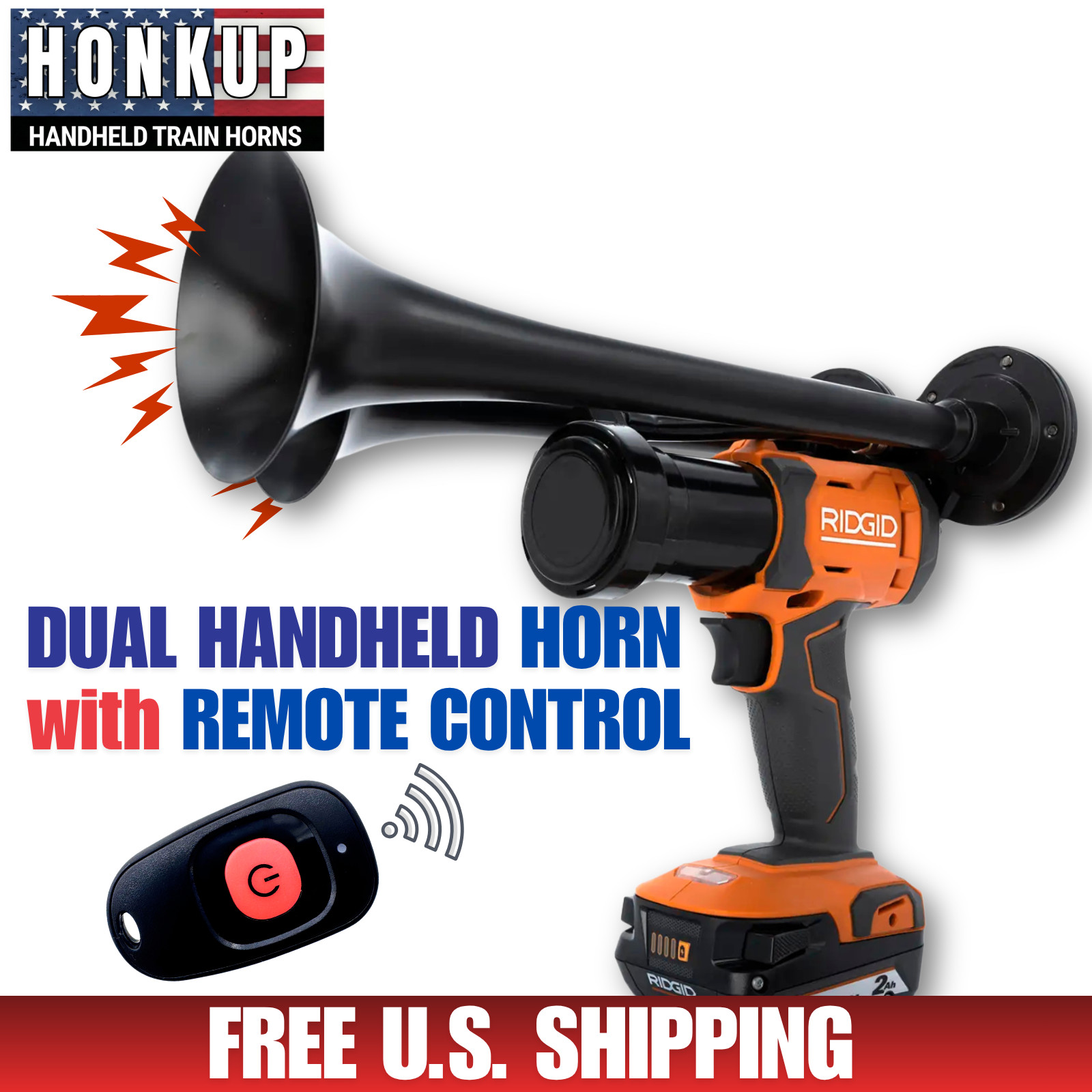 Ridgid Impact Drill Train Air Horn + Remote Control | Assembled in the USA