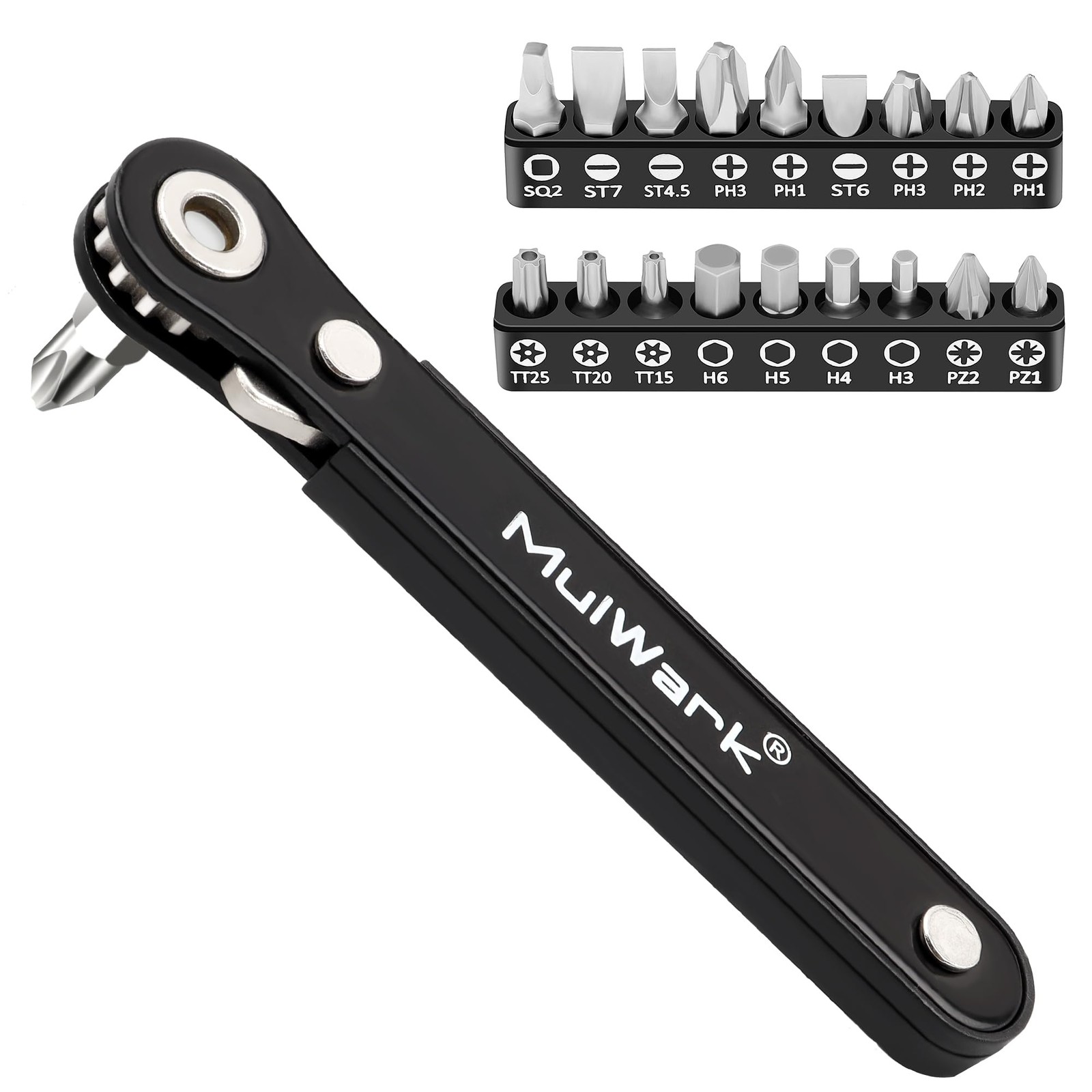 MULWARK 20pcs Small Screwdriver Set, 1/4&Prime; 20-piece screwdriver set, Black