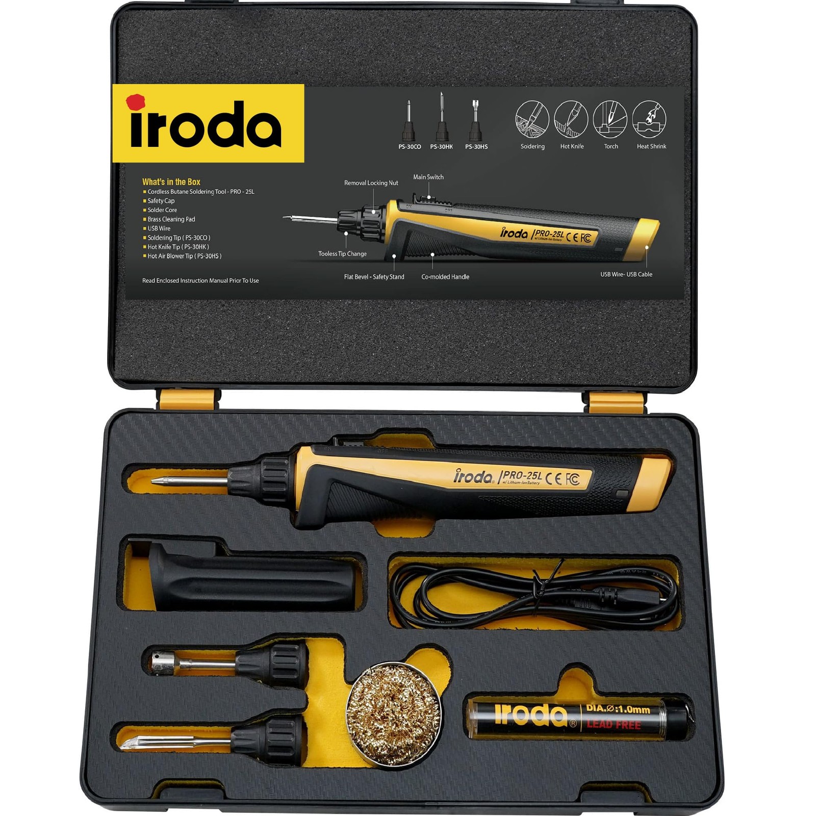 Iroda SolderPro 25LK Battery Soldering Iron Kit, Pro Grade 30W Type C USB Rec…