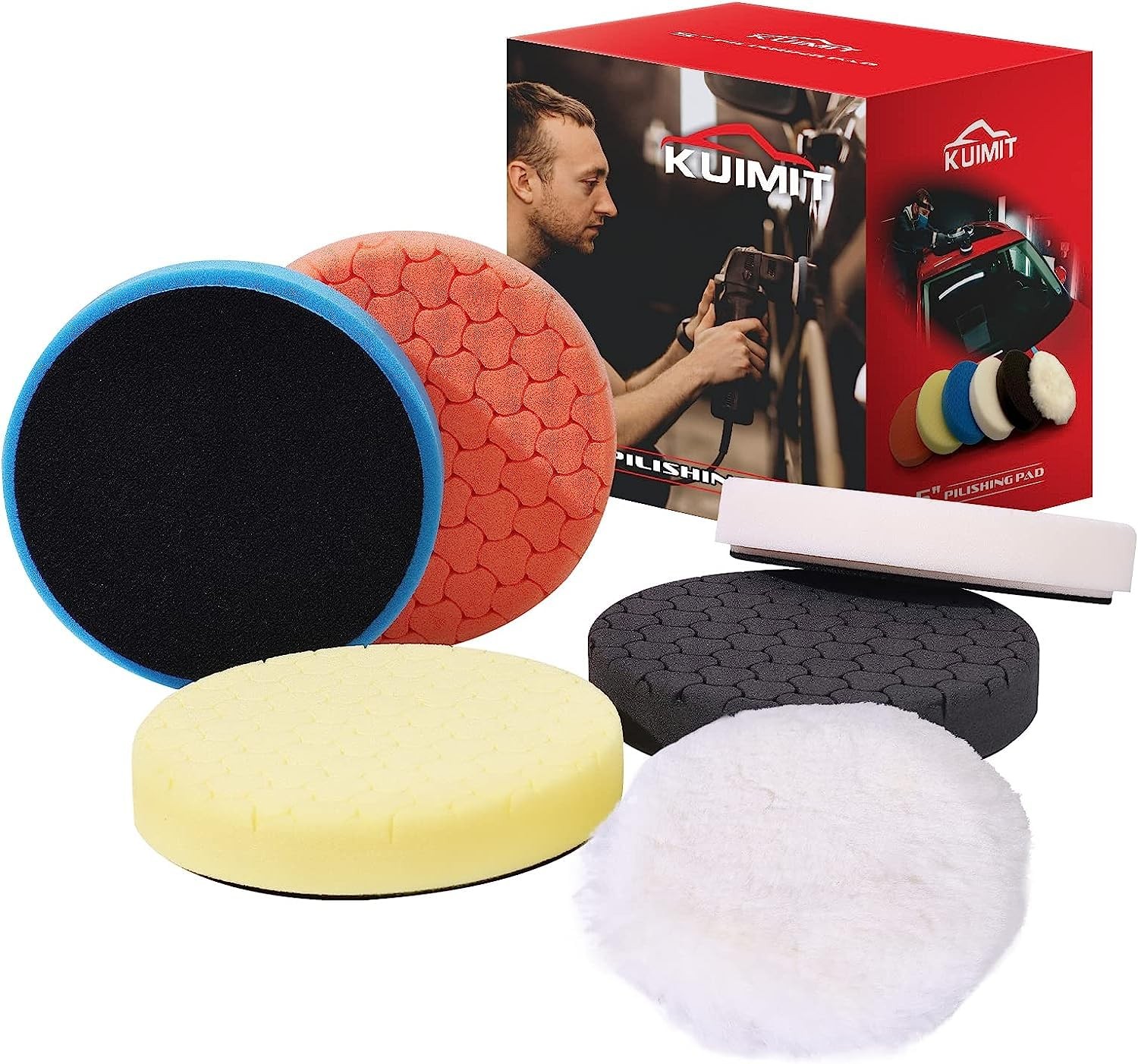 6Pc 3.5 Inch Face for 3 Inch 76mm Backing Plate Compound Buffing Sponge Pads …
