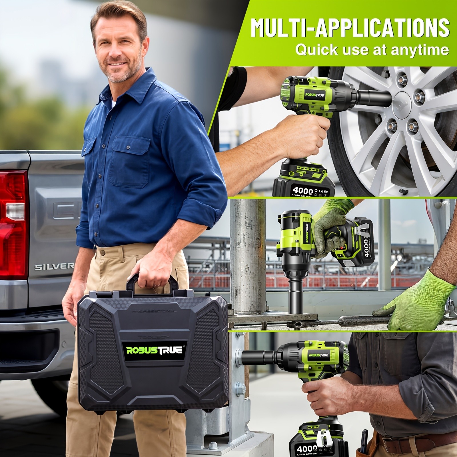 Robustrue Cordless Impact Wrench 1033ft-lbs (1400N.m) for Truck & RV Repairs