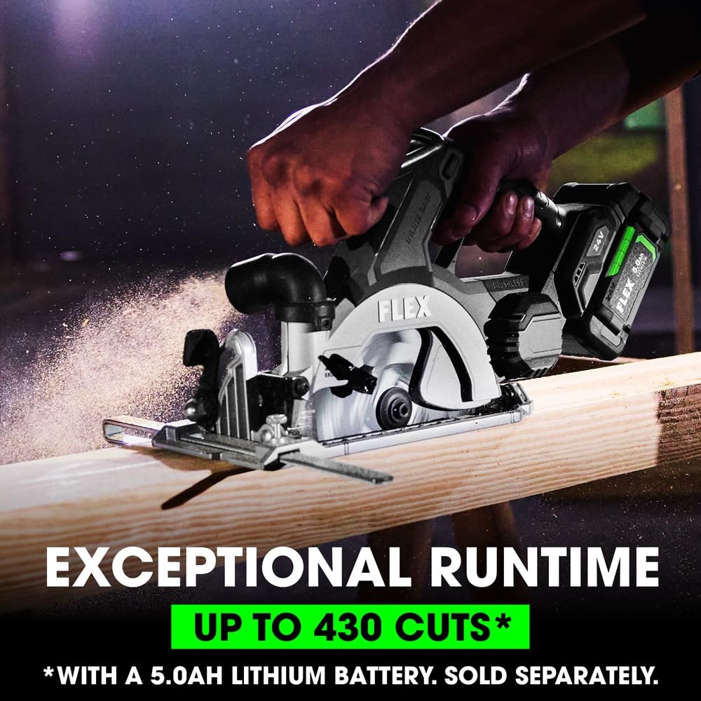 Flex 24V In Line Circular Saw 6.5 Inch Brushless Motor Superior Efficiency