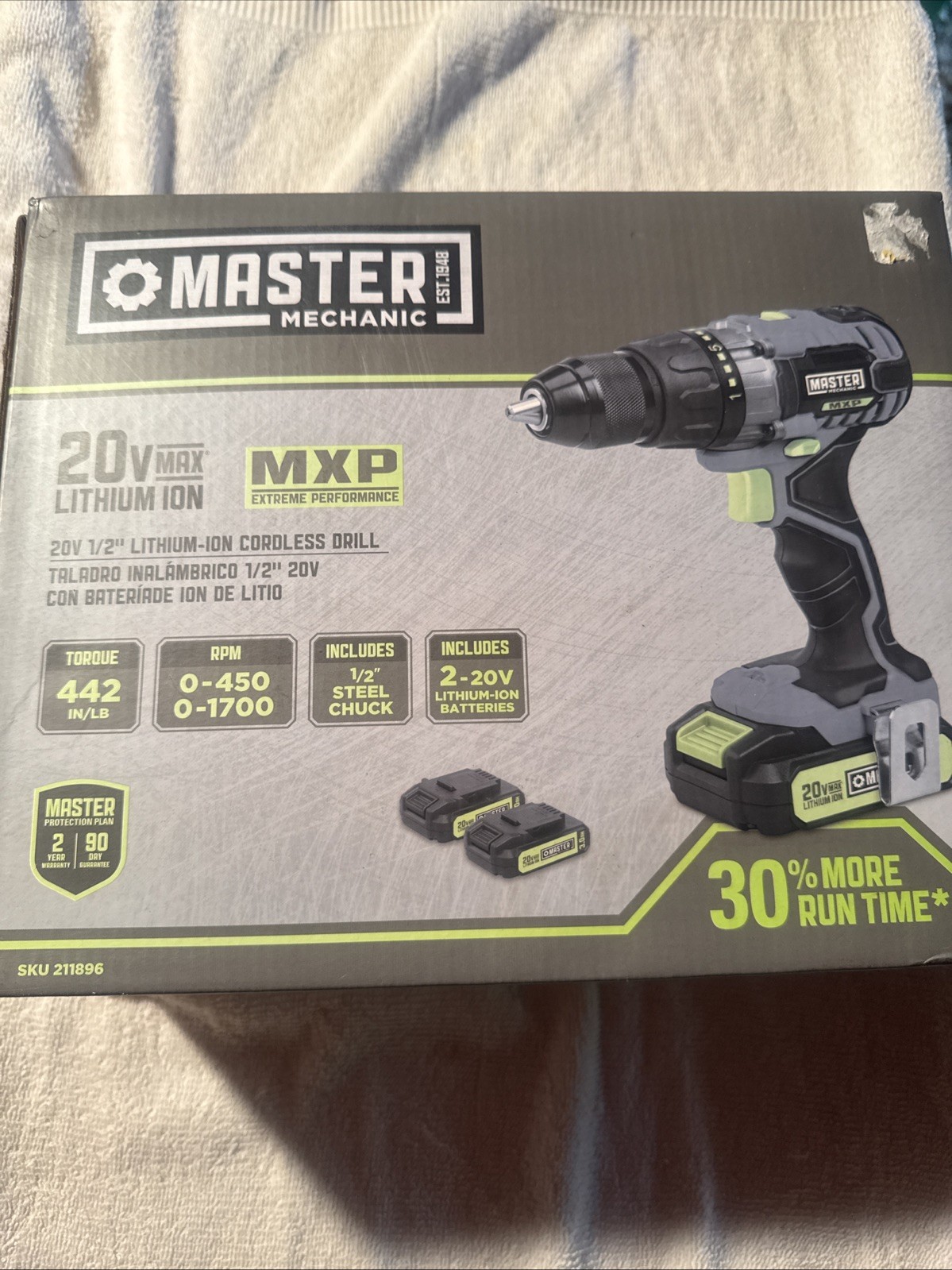 Master Mechanic 20V MXP Cordless Drill Kit ML-CD168GD-200S 1/2&Prime; 2 Batteries NEW