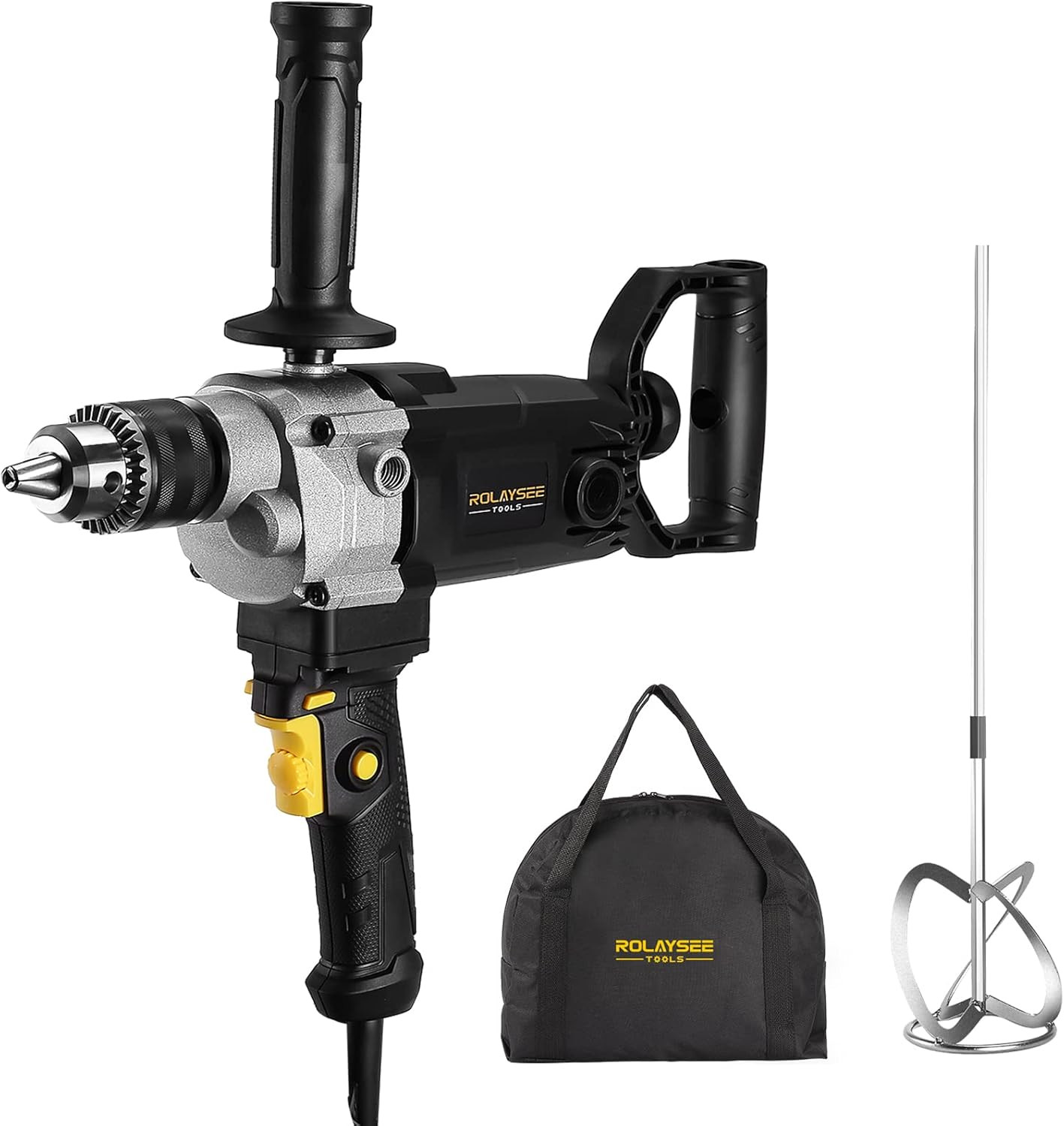 10-Amp Corded 5/8&Prime; Heavy Duty Drill Mixer Set, Mixing Drill Machine with Spade H