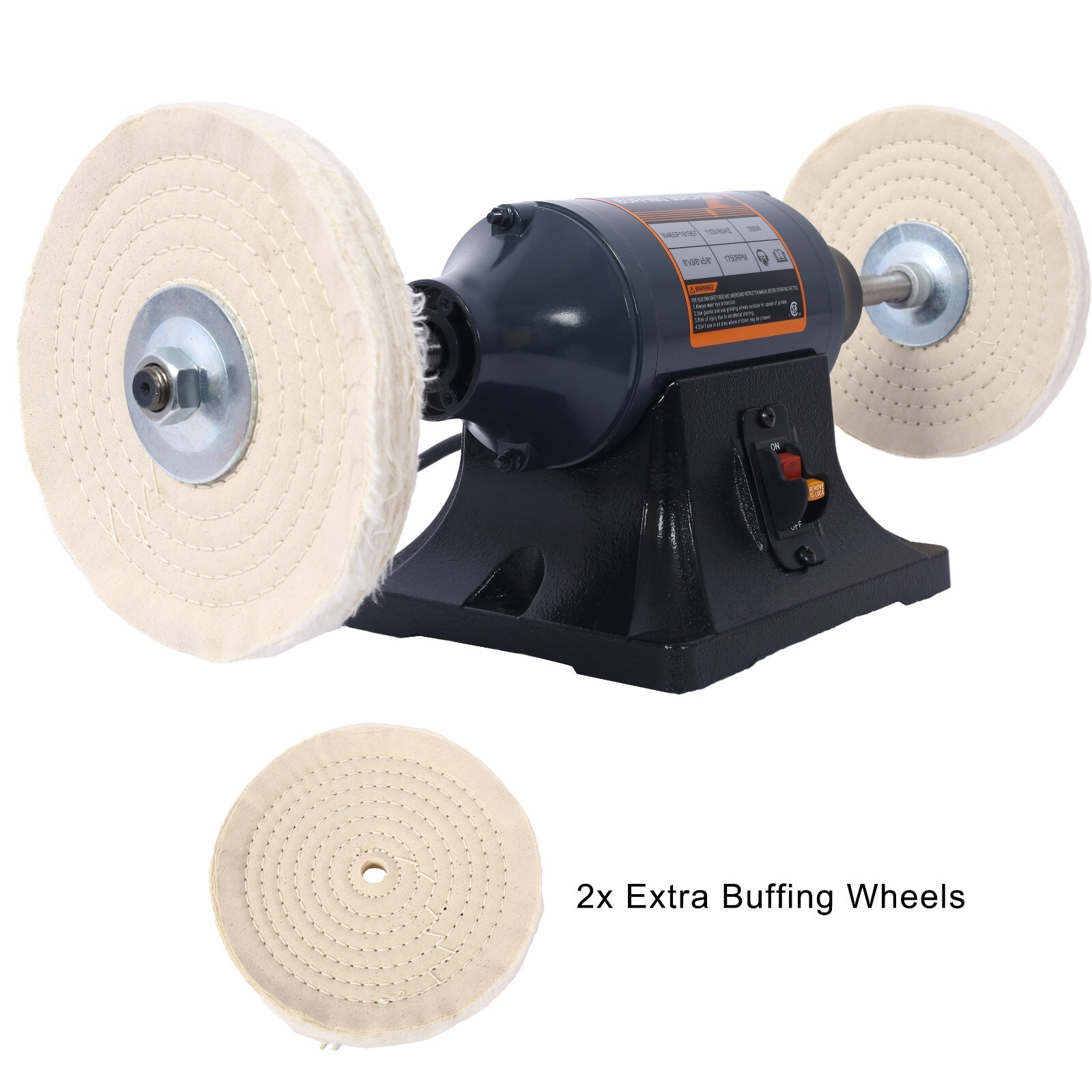 Extra long 8&Prime; Electric Benchtop Polisher 550W Buffer Grinder 110V 60Hz 1750RPM