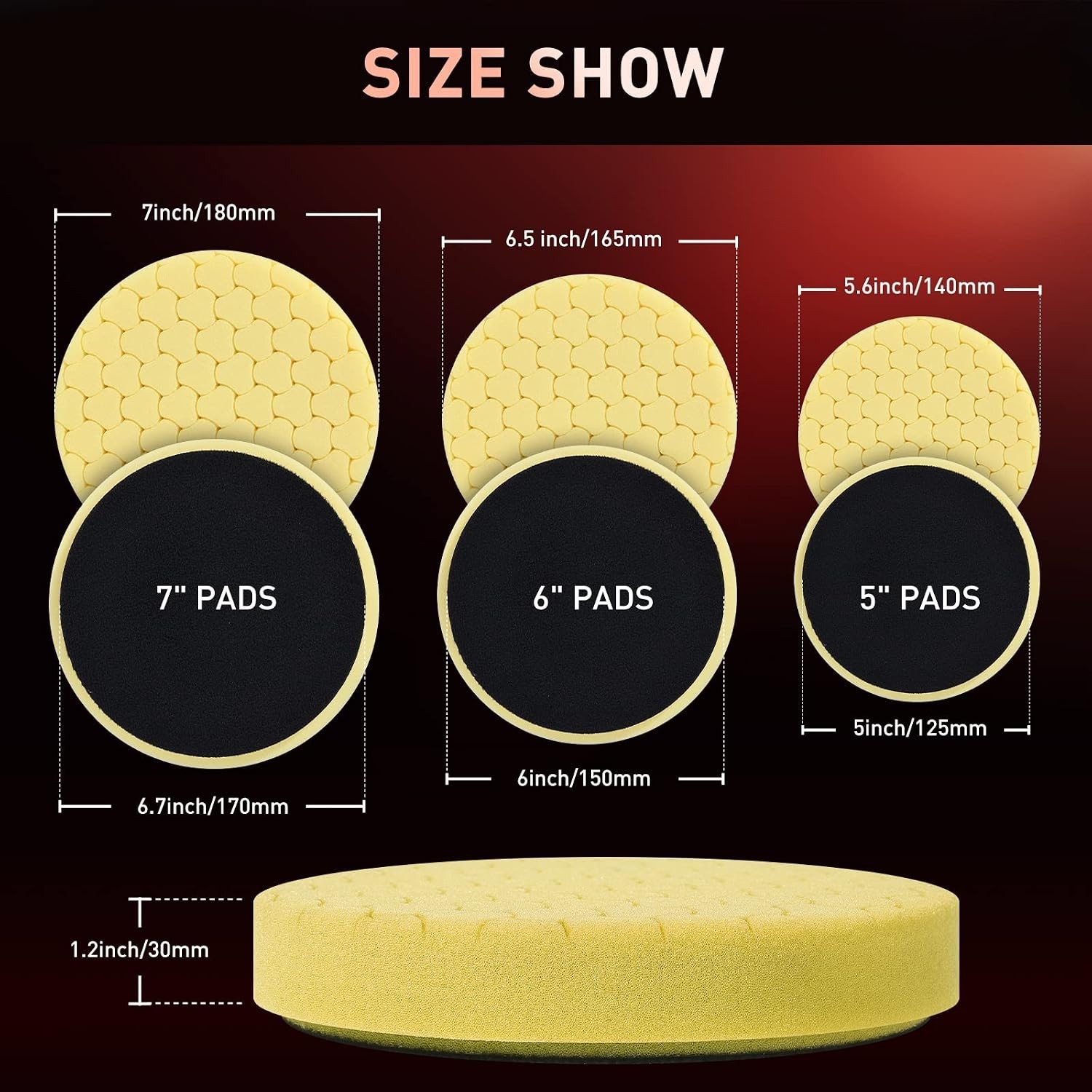 7&Prime; Buffing Polishing Pads, 6Pcs 7 Inch 170mm for 6.7 Inch Backing Plate, Comp…