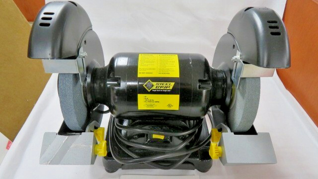 New Steel Grip Benchtop Grinder with 6in. Wheel, 2.1 Amps, 3450 RPM Min.