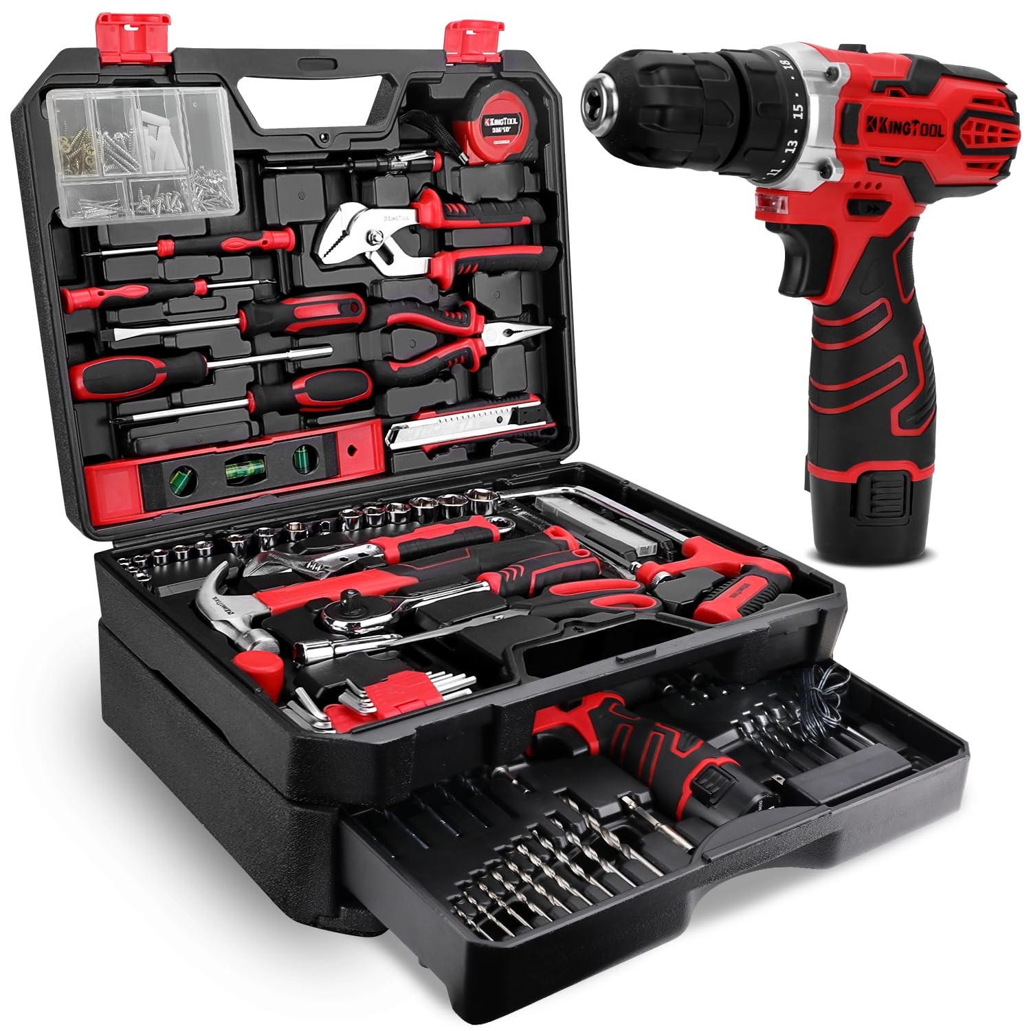276-piece Tool Set Kit – Tool Kit With 12v Cordless Power Drill Driver Toolbox