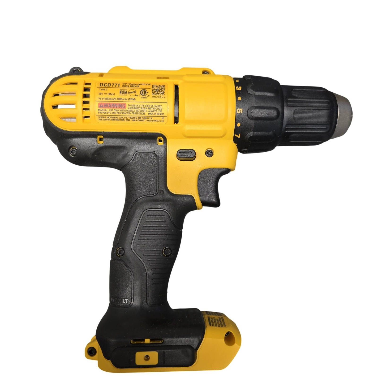 DEWALT DCD771 20V MAX Cordless Compact 1/2&Prime; Drill Driver Tool Only Tested