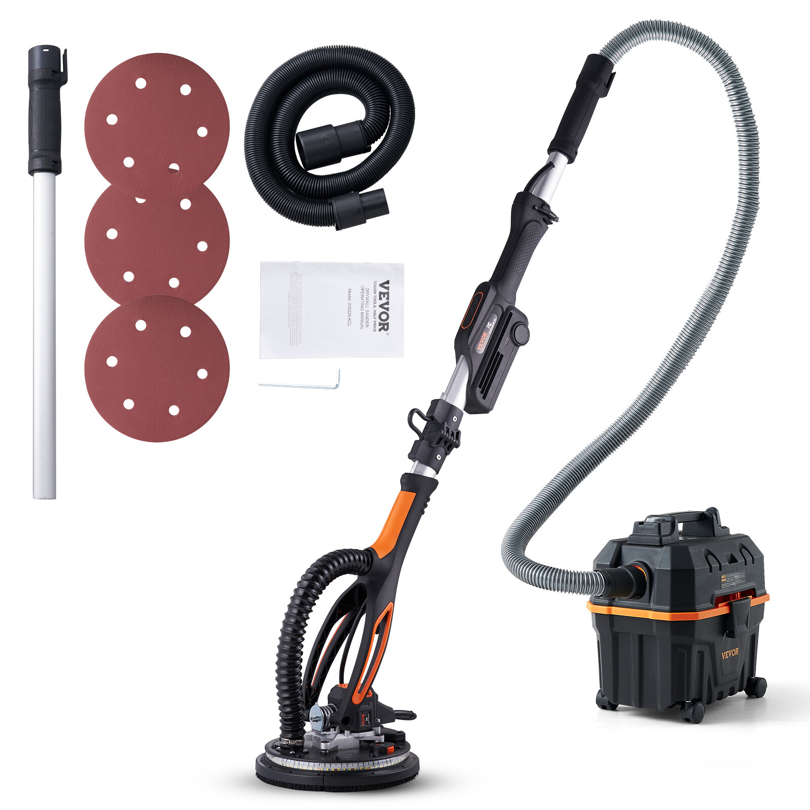 VEVOR Drywall Sander 800W Brushless Motor 1000-2300RPM Variable Speed