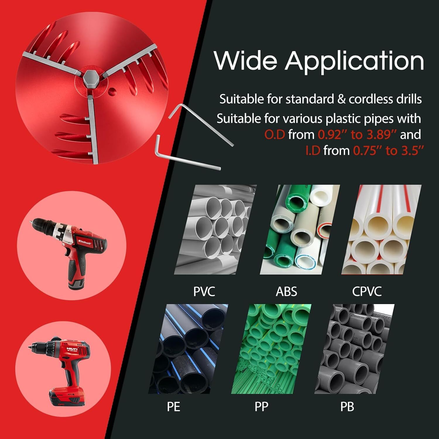 2 In 1 Inner- Outer PVC Deburring Tool CPVC ABS PP PE Pipe Chamfer Reamer Tools