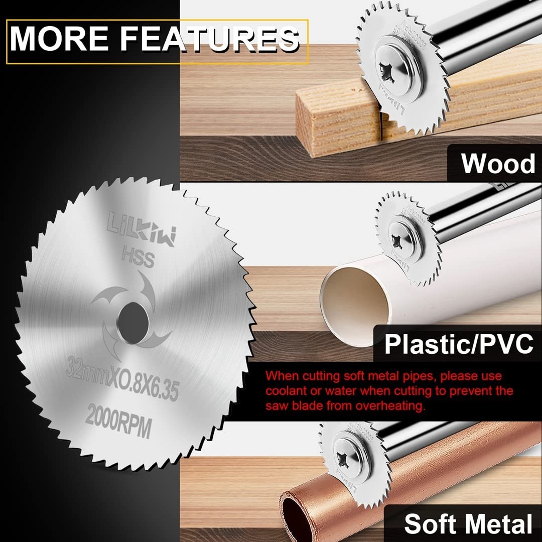 1/4-Inch Hex Shank Rotary Drill Saw(With 5PCS Blades),Hss Saw Disc Wheel Cutting