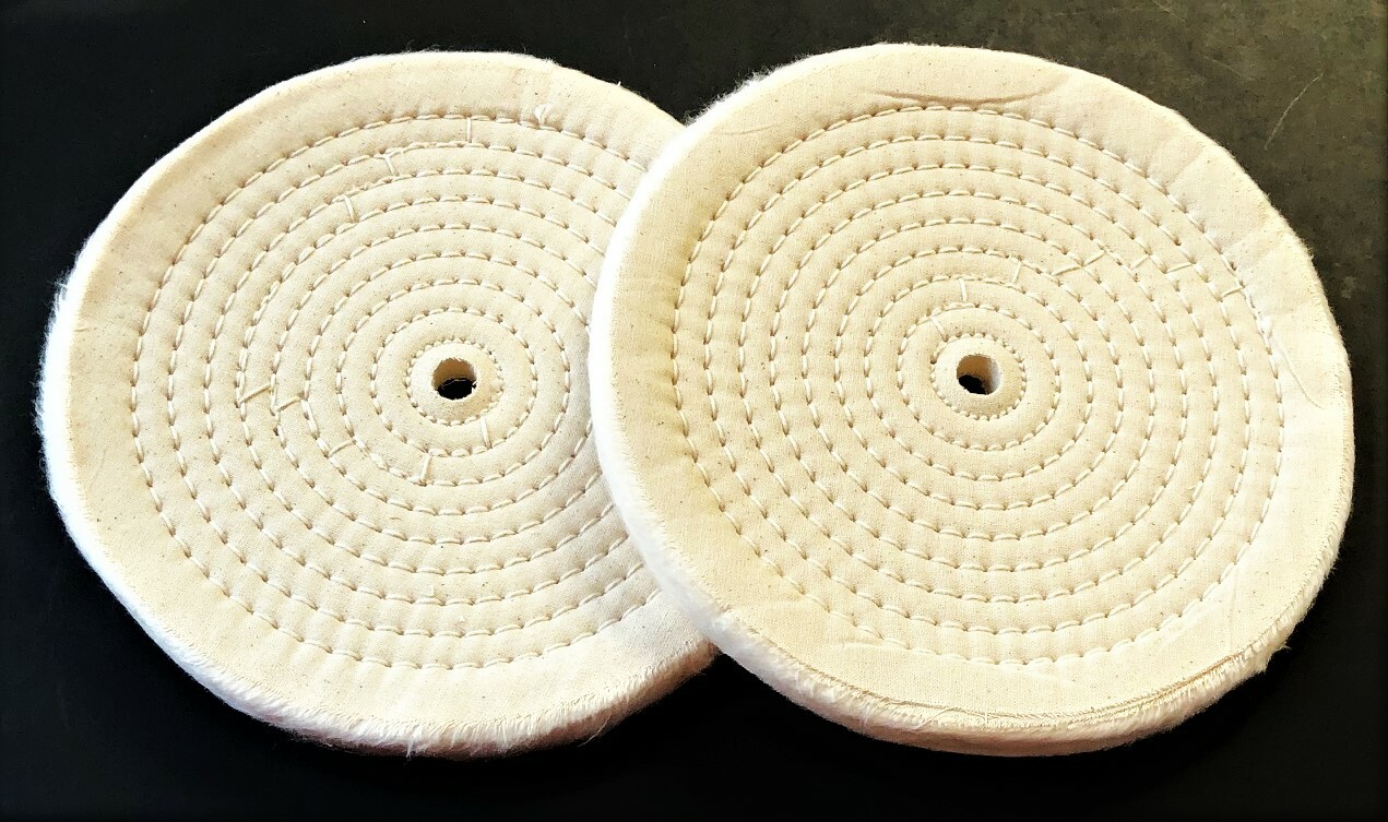 2 PTC 8&Prime; SEWN BUFFING WHEEL PAD MEDIUM 1/2&Prime; ARBOR BENCH GRINDER POLISH K-158