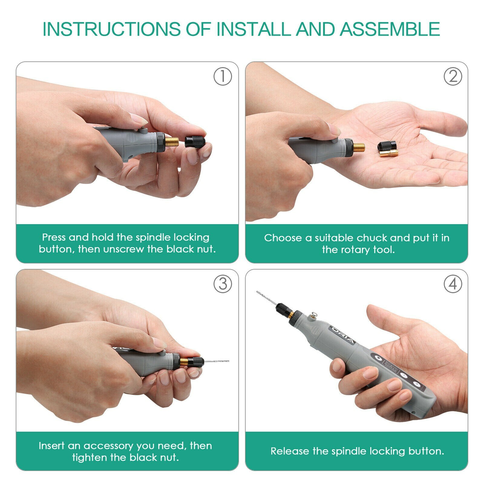 USB 5 Speed Cordless Electric Mini Grinder Rotary Tool Drill Accessories Kit
