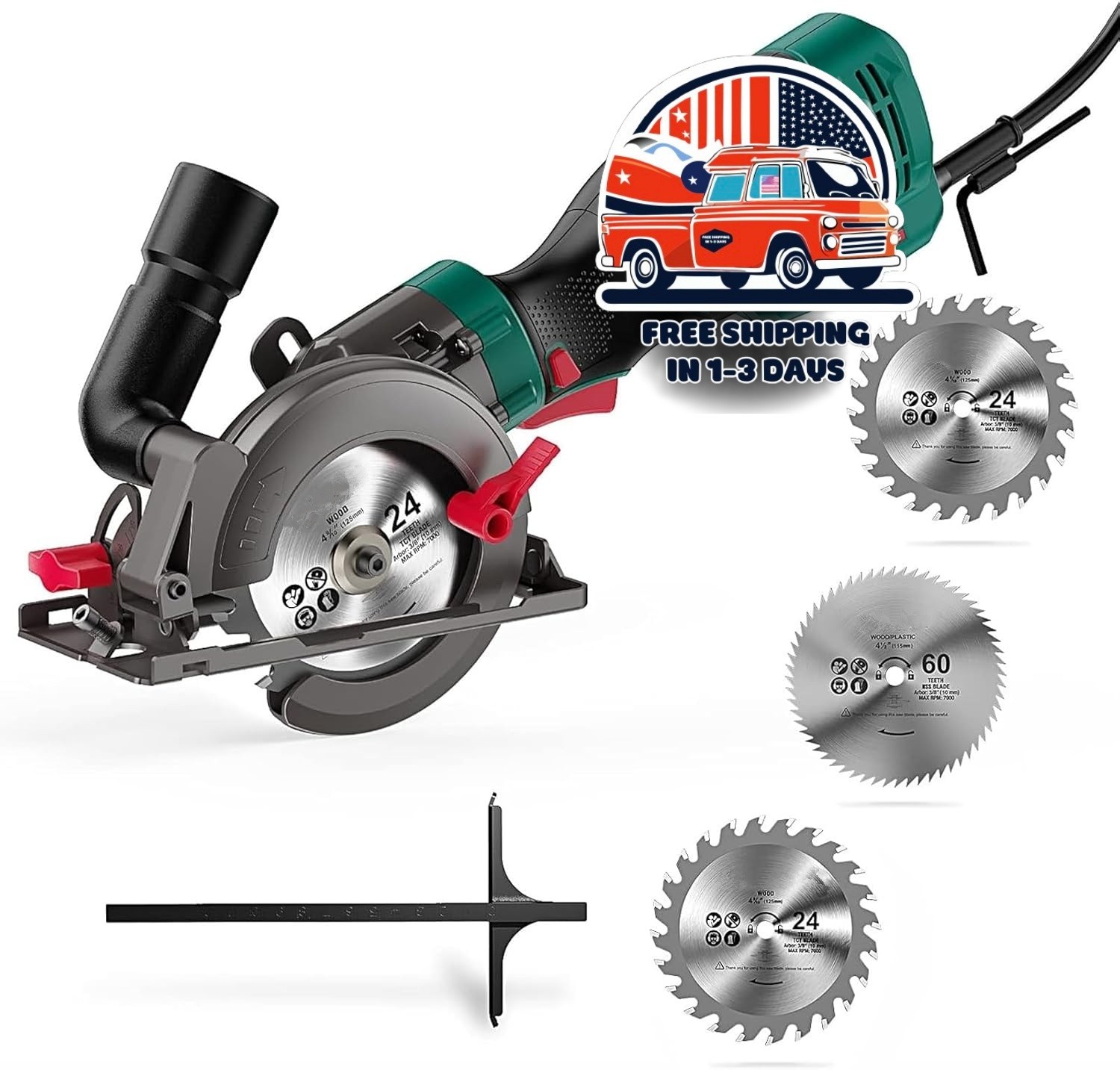 Sierra de mano compacta, profundidad de corte máxima de 4,7 cm (1-7/8&Prime;) 3500 RPM