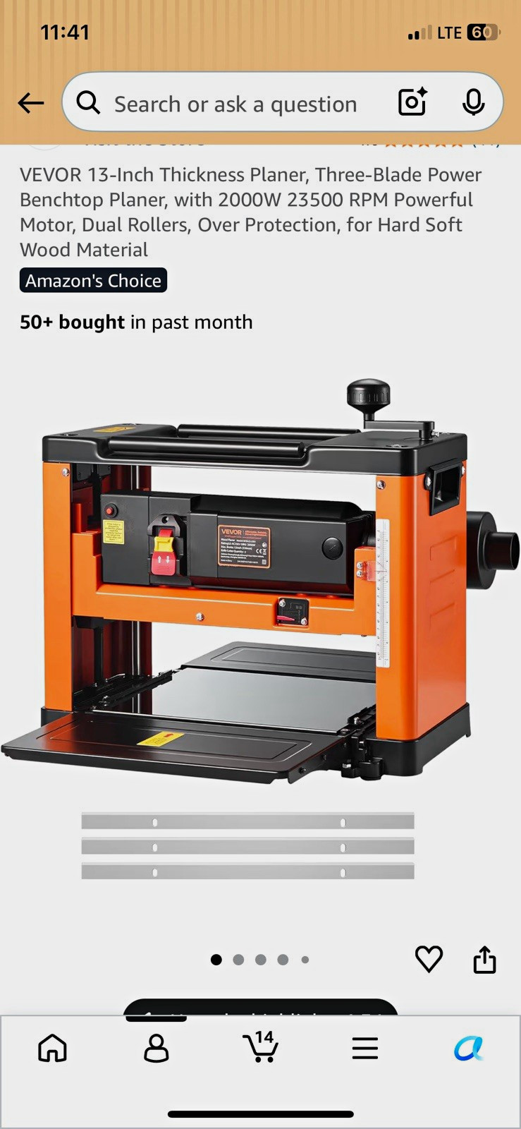 VEVOR 13 in Thickness Planer 2000W 3-Blade HSS 110V Corded Electric