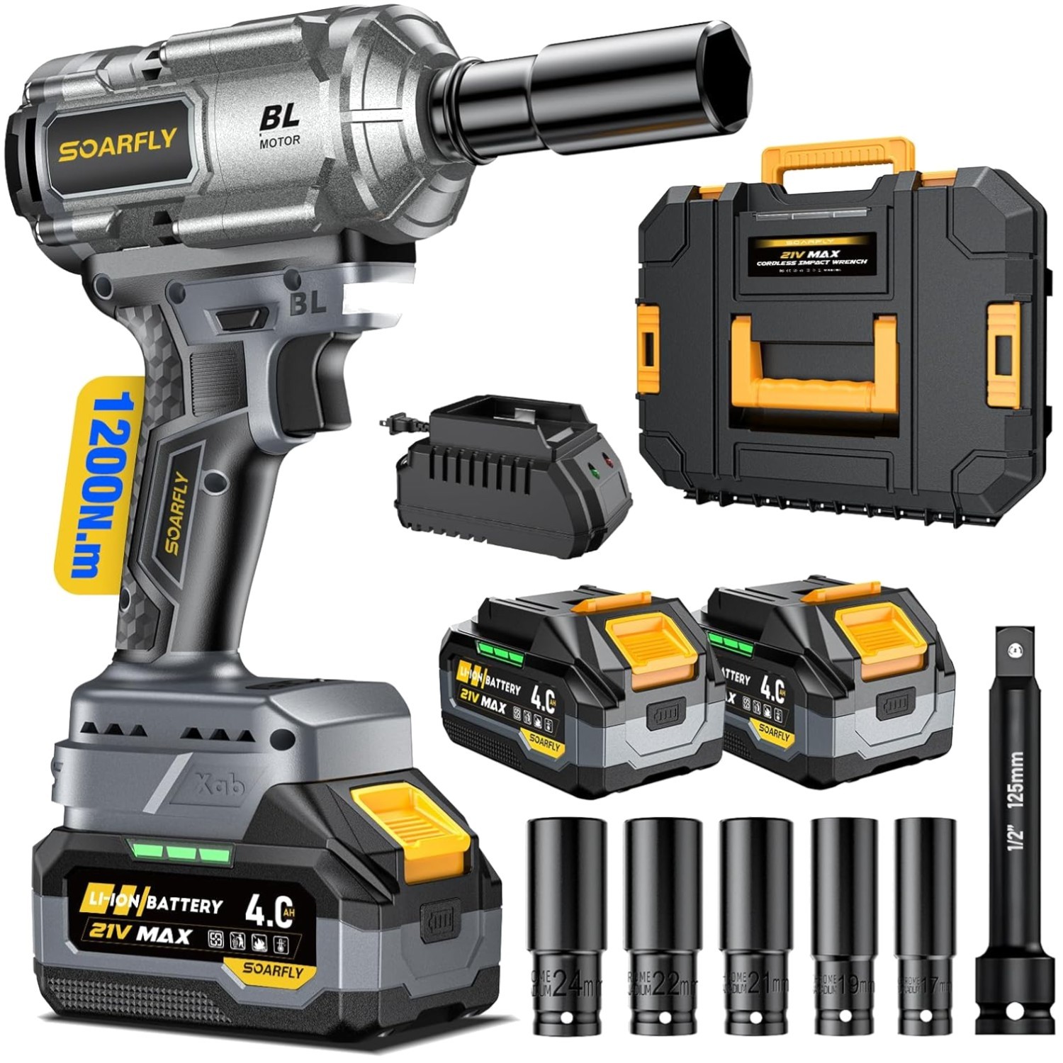 21V Cordless Impact Wrench | High Torque 900 Ft-lbs, 3-Speed