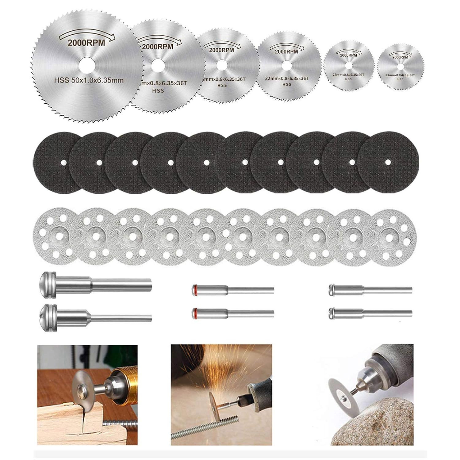 Cutting Wheel Set for Dremel Rotary Tool, HSS Circular Saw Blades, Resin Cutting