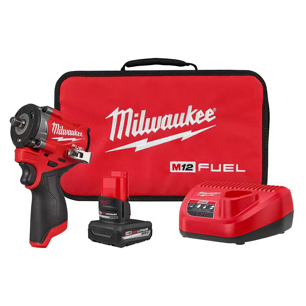 M12 FUEL 12V Li-Ion Brushless Cordless Stubby 3/8 In. Impact Wrench Kit W/(1) 5.
