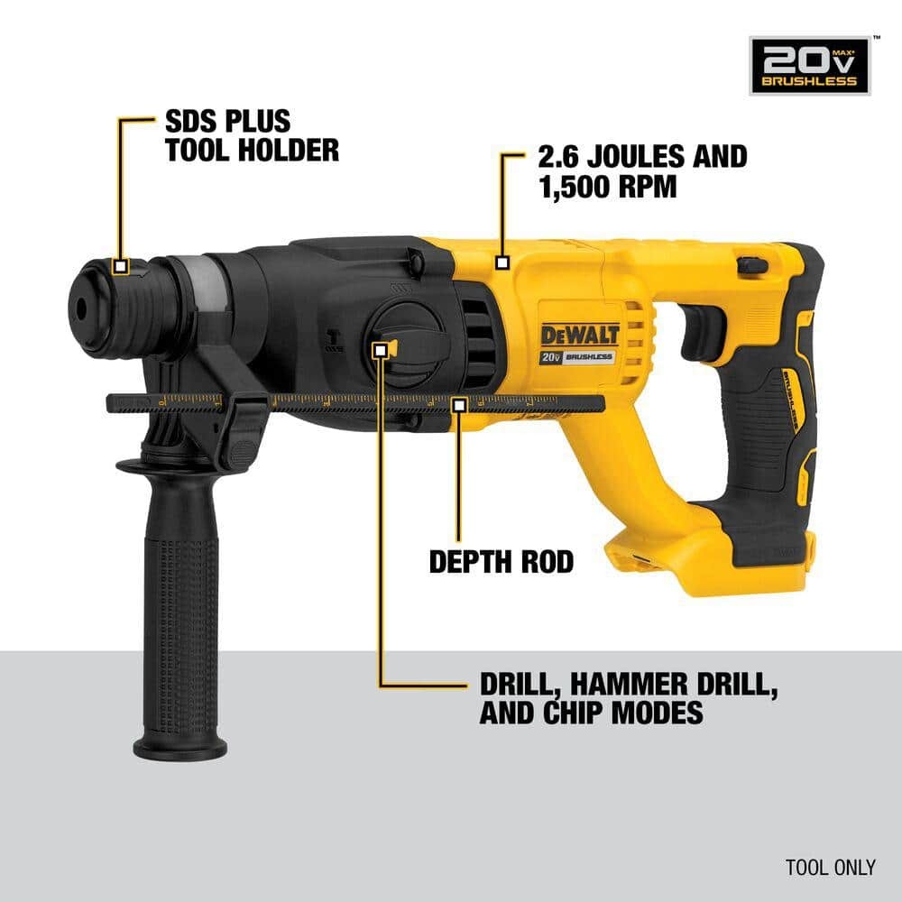 DEWALT 20V MAX Cordless Brushless 1 in. SDS Plus D-Handle Rotary Hammer